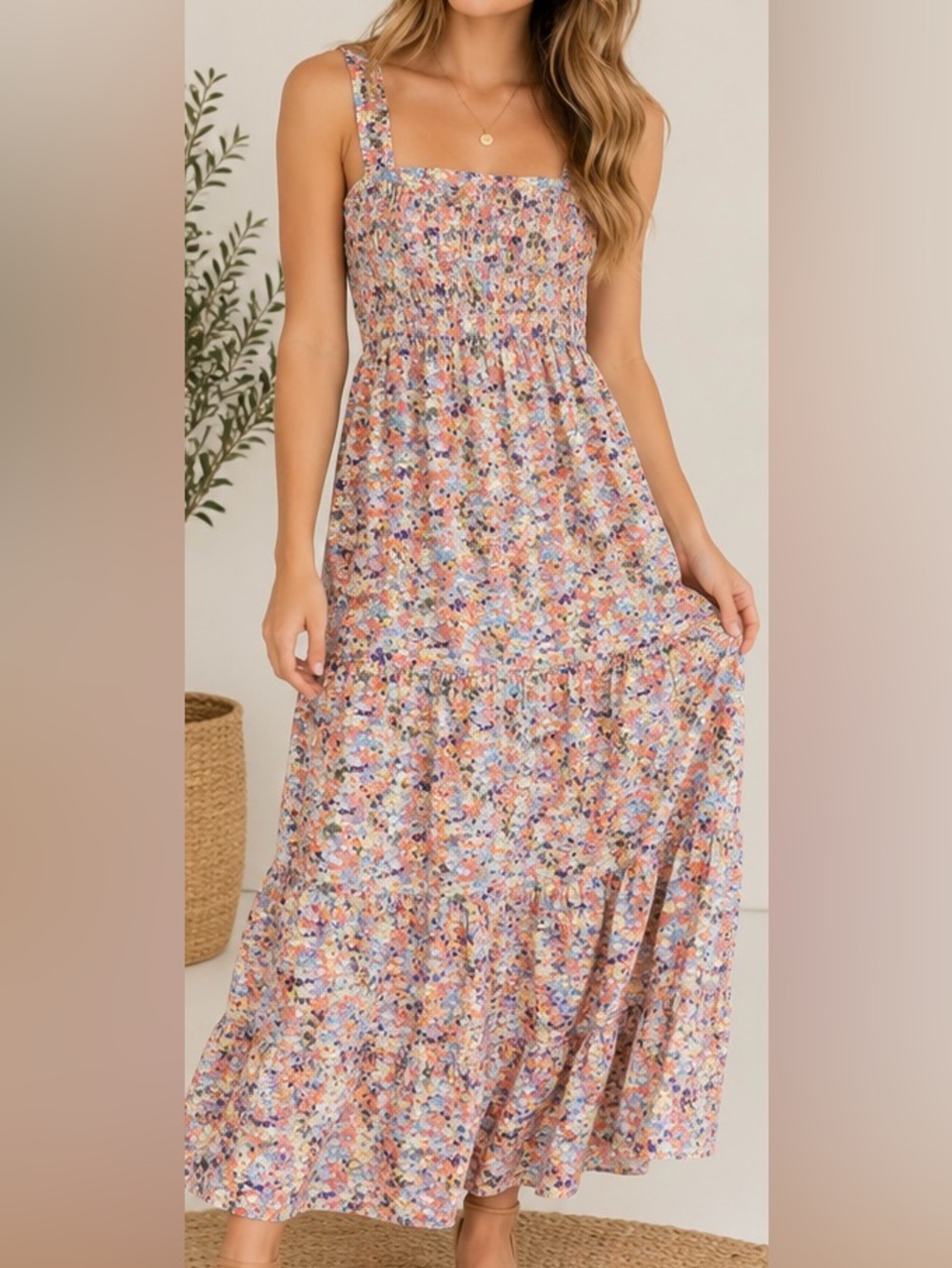 NWT Scotch & Soda Floral Smocked Tiered Maxi Dress